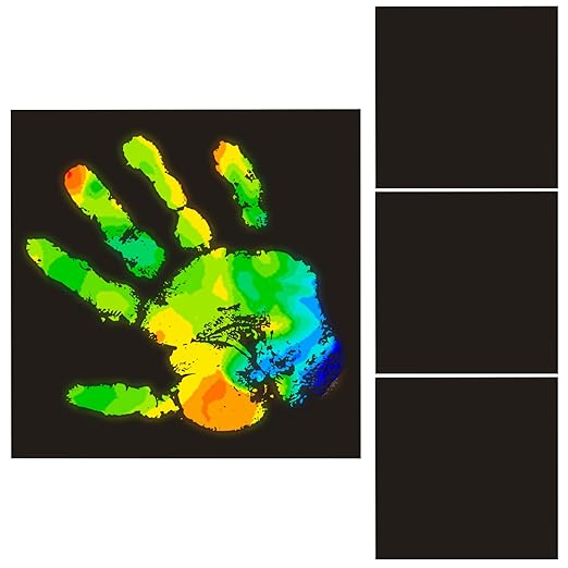 Spakon 3 Pcs Heat Sensitive Sheet Temperature Sensitive Sheet 6 Color Changing Heat Board, 24 to 34 Celsius Degree Transition for Science Experiment (6 x 6 Inch)