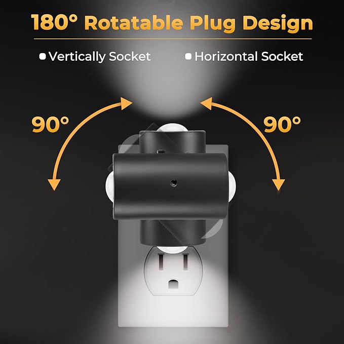 LED Night Lights Plug into Wall,Dimmable Plug in Night Light,Dusk to Dawn,5000K Daylight,0-200LM Bright Nightlight Auto-On/Off, Night Lights for Bathroom Hallway Stairway,4 Pack