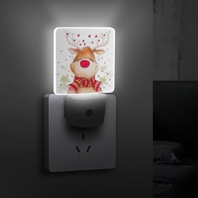 Christmas Deer Night Light, Plug into Wall Decor Nightlights for Bedroom, Bathroom, Hallway, Kitchen, with Dusk to Dawn Light Auto Sensors LED Night Lights for Boys Girls Women Men Room Gifts