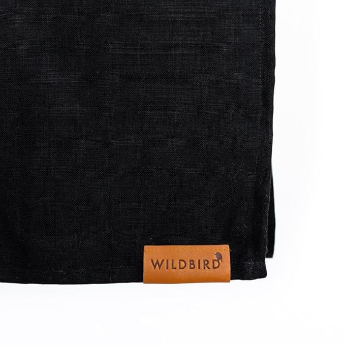 WildBird - Ring Sling Baby Carrier - Newborn to Up to 35 lbs - for Moms, Dads & Caregivers - 100% Natural European Linen Fibers - Versatile & Adjustable - 74” Size - Raven Fabric & Gold Ring