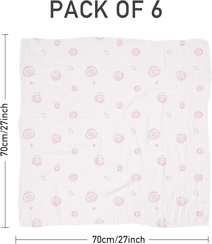 Muslin Baby Burp Cloths, Large 27 x 27 Inches Burping Cloths for Newborn Girls Boys, 6 Pack Baby Burp Rags Towel and Washcloths for Infant (Gentle Colors)