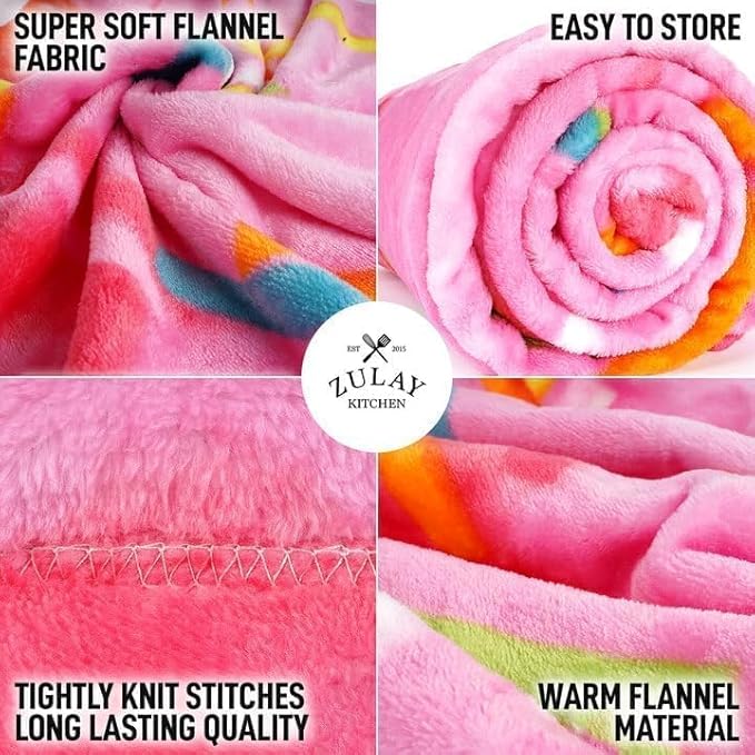 Zulay Donut Blanket - Novelty Big Round Pink Glazed for Adults and Kids - Premium Soft Flannel for Indoors, Outdoors, Travel, Home - 285 GSM, 47 Inches