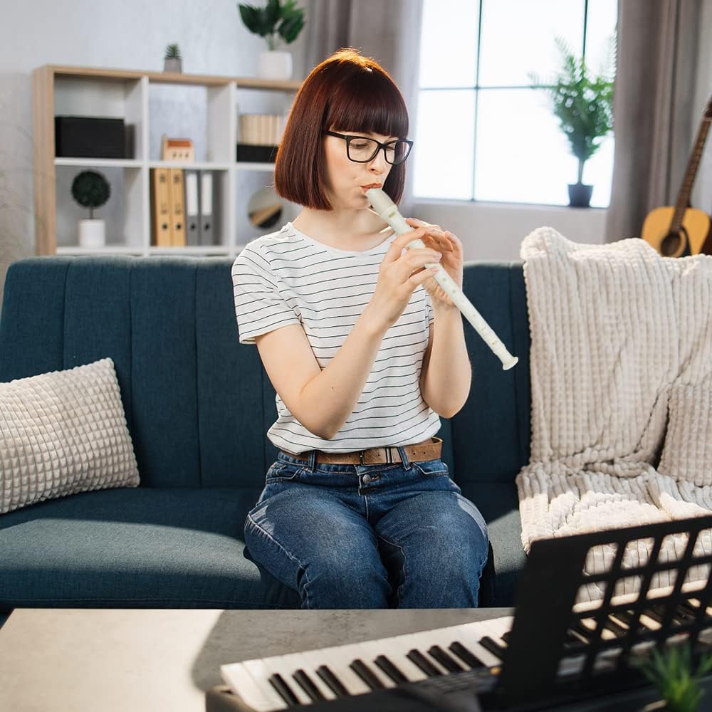 15 PCS 8 Holes Soprano Recorder - Plastic German Style Descant Flute Instrument With Cleaning Rod for Kids, Students, Beginners, Class Rewards