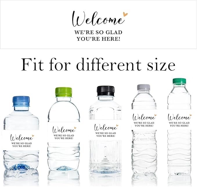 100PCS Wedding Water Bottle Labels Waterproof Greenery Floral Wraps Sticker for Water Bottle Baby Shower Bottle Label for Bridal Shower Party Welcome（White）