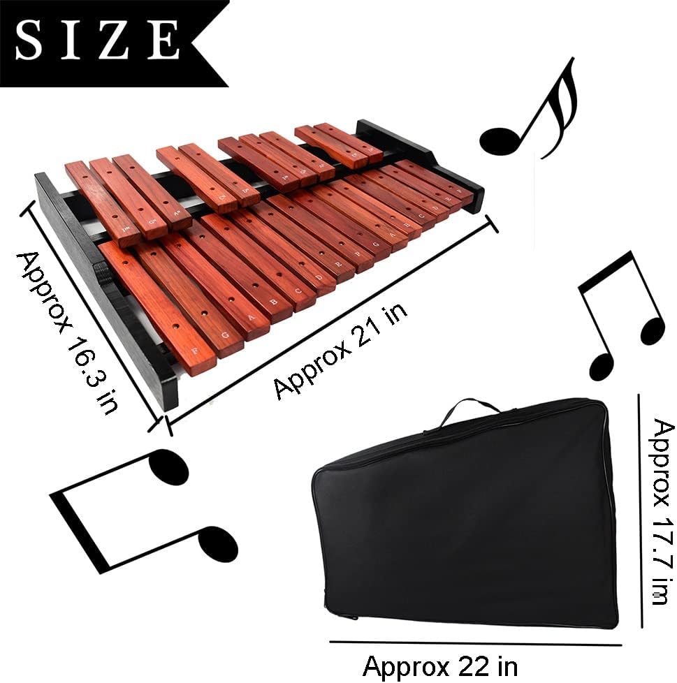ENNBOM 25 Key Wooden Glockenspiel Portable Xylophone Professional Percussion Instrument with Mallets and Carrying Bag