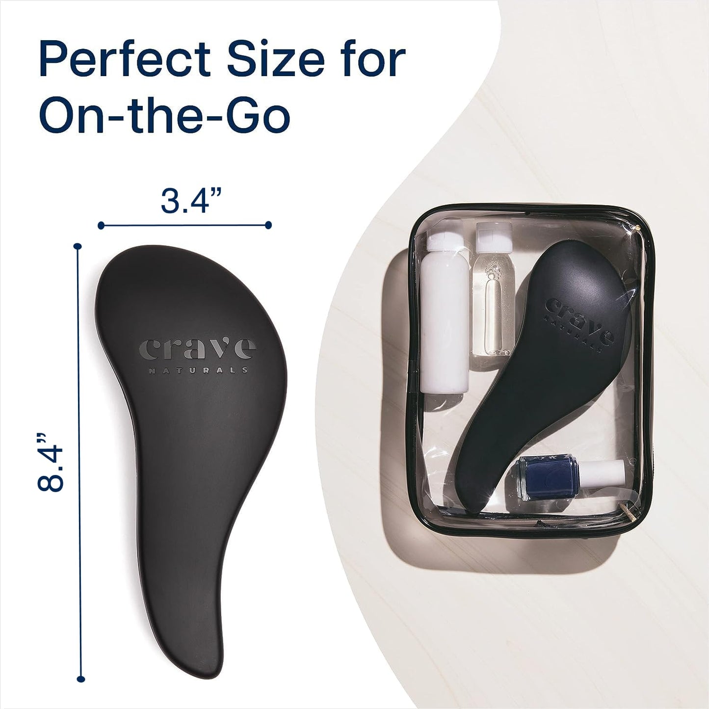 Crave Naturals Biggie Glide Thru Hair Brush - Detangler Brush for Curly, Straight, Wet or Dry Hair - Gentle Detangling Brushes for Adults, Kids, Toddlers - Hair Accessories for Women, 8.4x3.4 - Black