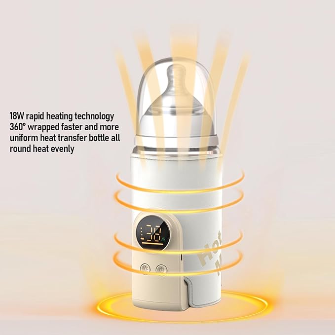 Bottle Warmer, Faster Heating Baby Milk Warmers for All Bottles with Accurate Temp Control Water Bath Tech and Auto Shut Off, Bottle Warmer for Breastmilk and Formula (6000mah)