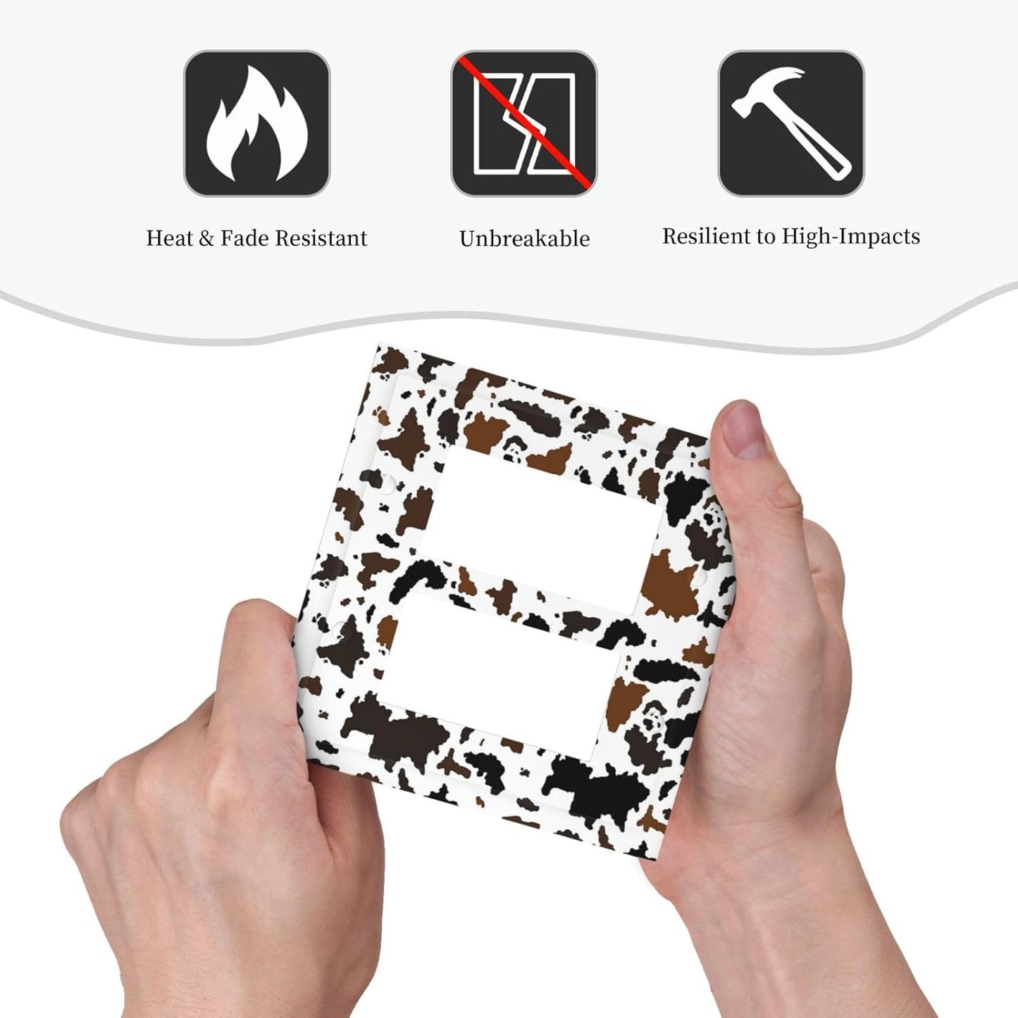 Decorative Outlet Covers Rustic Cowhide Highland Cow Milk Cow 2 Gang Double Gfci Rocker Electrical Wall Panels Light Switch Cover Plate For Farmhouse Home Decor