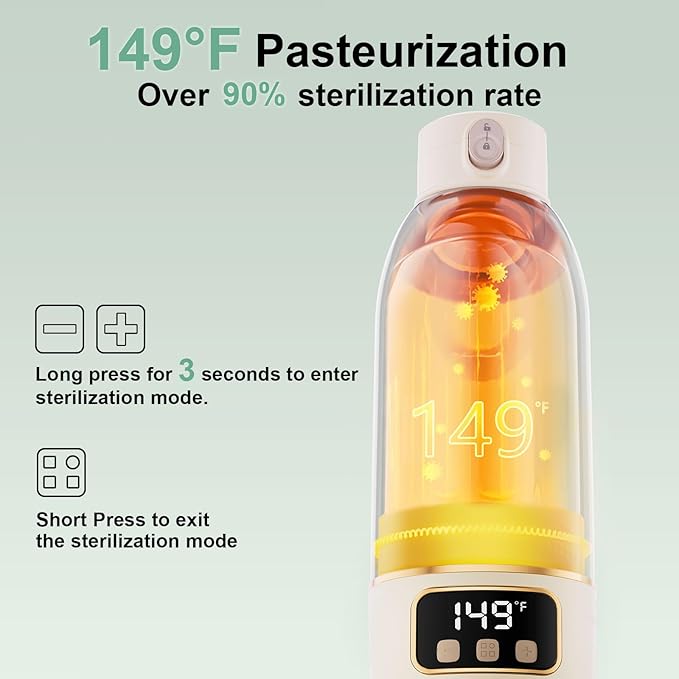 Portable Bottle Warmer for Travel, Formula Warmer On The Go, Milk Warmer for Breastmilk Water Soup, with Fast Heating, 17 OZ to Meet Your All-Day Needs, for Outdoor, Car, Journey