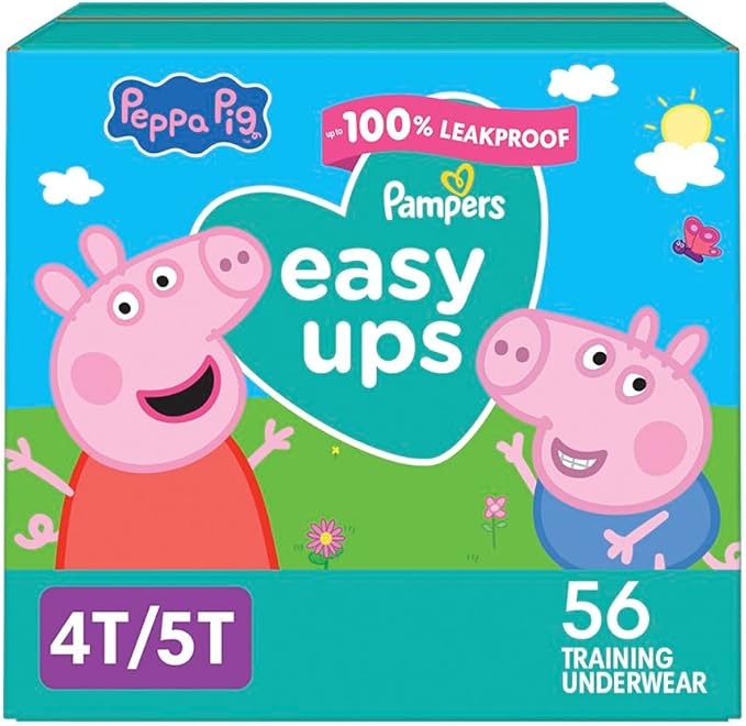 Pampers Training Pants - Easy Ups Girls & Boys - Size 4T-5T, 56 Count, Peppa Pig Potty Underwear (Packaging May Vary)