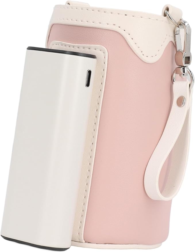 ANGGREK Milk Warmer Cover, Portable Bottle Warmer Digital Display 21 Gears Temp Adjustable Rechargeable for Home (Pink)