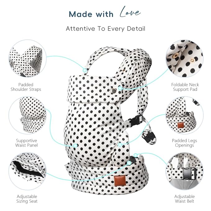 Baby Carrier for Newborn to Toddler, 7-35 lbs Weight Capacity, Ergonomic Backpack Design, Front and Back Facing Options, Spot