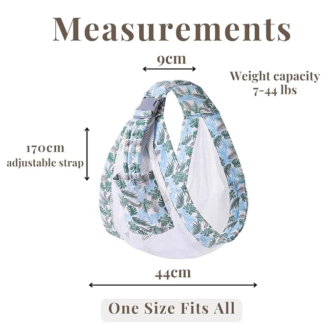 Baby to Toddler Sling Carrier, Toddler Carrier 25-60 lbs – Baby Travel Essential, Adjustable Mesh Sling with Secure Safety Buckle & Comfortable Hold with One Hand Support – Tropical Blue