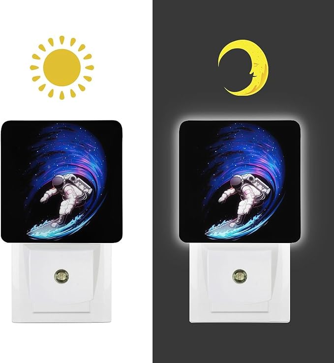 Space Astronaut Night Light, Plug into Wall Decor Nightlights for Bedroom, Bathroom, Hallway, Kitchen, with Dusk to Dawn Light Auto Sensors LED Night Lights for Boys Girls Women Men Room Gifts