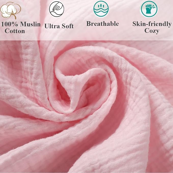 Muslin Bassinet Sheet Compatible with UPPAbaby Bassinet, 2 Pack Cotton Stylish Boho Fitted Bassinet Sheets Super Soft for Baby White & Pink