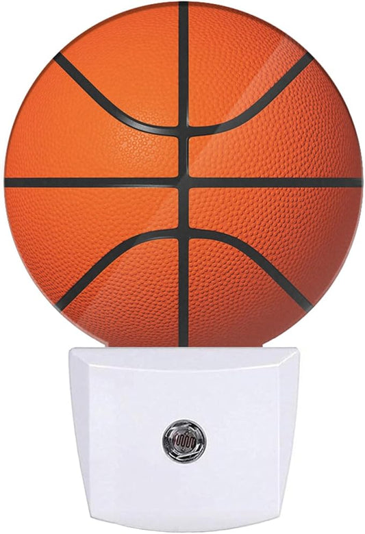 EKOBLA Basketball Night Light American Ball Sports Design Plug-in Night Lights with Dusk-to-Dawn Sensor for Bedroom Bathroom 0.5W 0.5W Sleep-Friendly for Men Boys Gift (Black Orange)