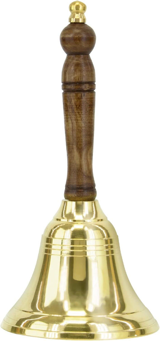 Hand Bell - Call Bell Perfect for Wedding Bell,Games Bell, Schools Bell, Reception Desks and Religious Ceremonies, and Events - Handcrafted in India (3.12 Inch Diameter, 7 Inch Height)
