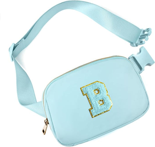 Gitus Gifts for 8 9 10 11 12 Year Old Girls Belt Bag Fanny Pack Crossbody Bags with Initial Letter Patch Cute Stuff Birthday Gifts for Teen Girls Women Personalized Trend Stuff (Icing Blue-B)