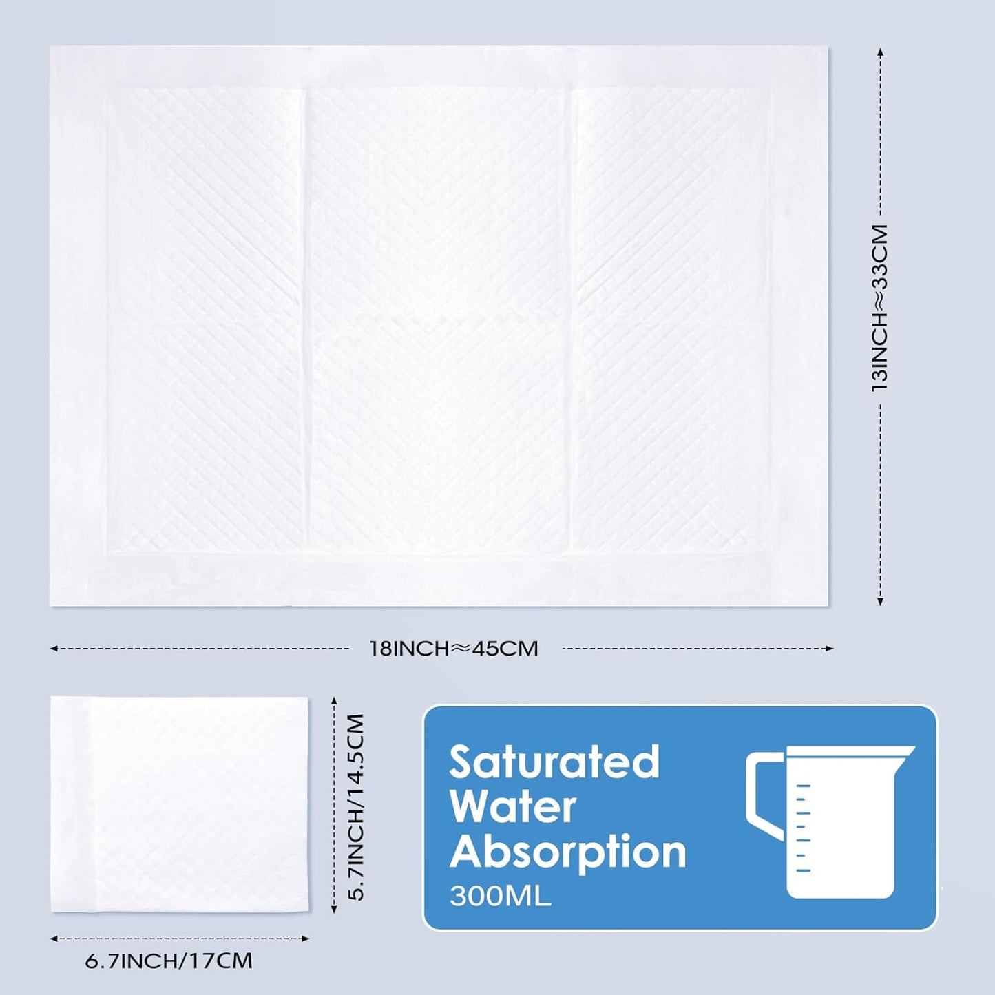 Disposable Changing Pads for Baby, 100 Pack Disposable Changing Pad Liners, Waterproof Disposable Underpads, Ultra Absorbent Super Soft Breathable Diaper Changing Mat 13 x 18 in