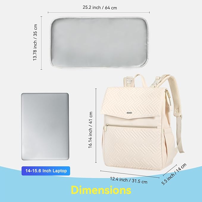 LANDICI Diaper Bag Backpack, Multifunction Waterproof Baby Diaper Bags with Changing Pad, Stroller Straps, Travel Essentials Stylish Back Pack for Mom Dad Boy Girls Toddler, Apricot