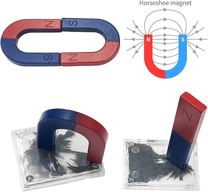 Physics Science Kids Magnet Kit for Education Experiment School Home,Including Educational Bar Magnets/Horseshoe Magnets/Magnetic Powder for Kids Students Teachers