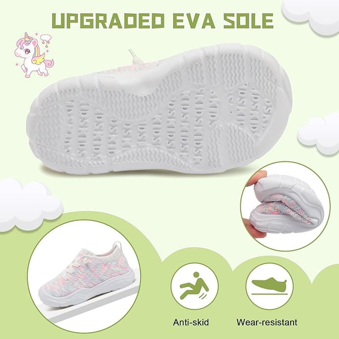 JIASUQI Toddler Shoes for Boys Girls Slip on Sneakers Wide Toe Walking Shoes Toddler Sock Shoes