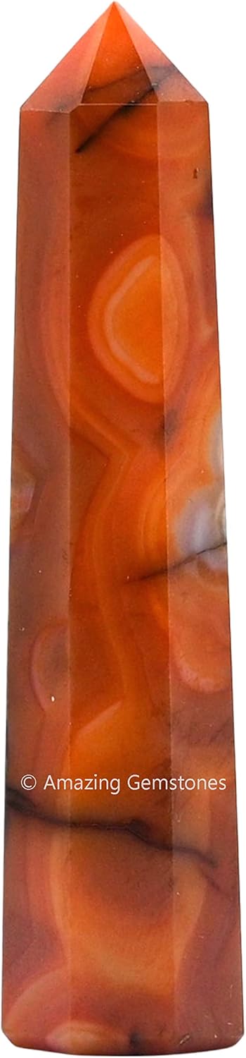 Amazing Gemstone Carnelian Crystal Towers ~ Natural Healing Crystal Point Obelisk for Reiki Healing and Crystal Grid (3 to 4 INCH)