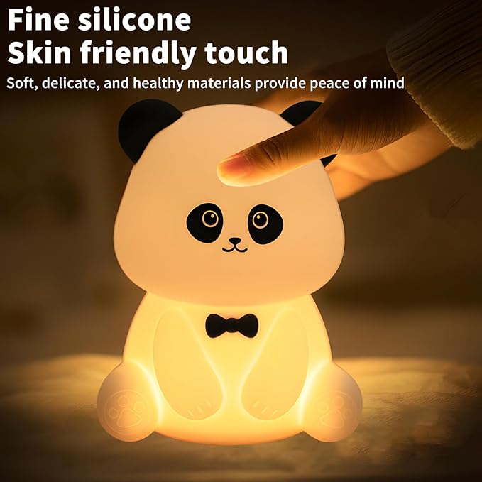 Cute Panda Night Light,Squishy Animal Nightlamp,Rechargerable Dimmable Nursery Soft Silicone Table Bedroom Lamp Portable Adjustable Lighting Bedroom Bedside Gift