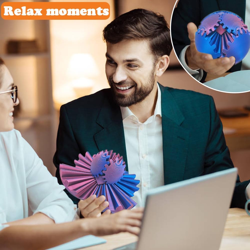 3D Printed Gear Ball, Gears phere Gear Ball Fidget Toy, Puzzle Balls, Fidget Ball, Cube Fidget Toy ,Gear Ball Toys for Classroom Prizes, Party Birthday, Anxiety Relaxing and Stress. (Purple)