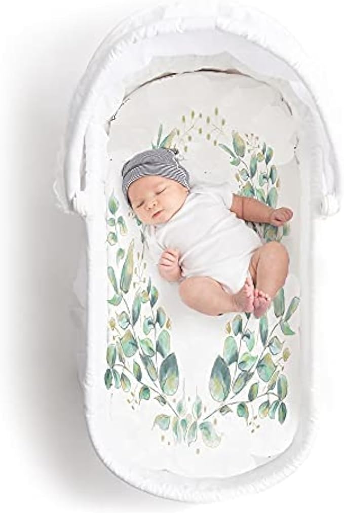 JumpOff Jo - Hypoallergenic Fitted Bassinet Sheet for Baby Boys & Girls - Rectangular, Hourglass & Oval Crib Compatible, Soft, Breathable, Machine Washable - Botanical