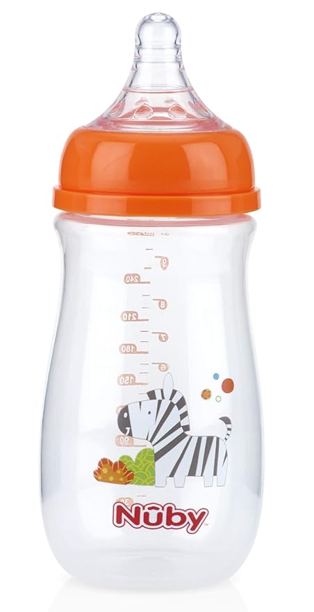 Nuby Tritan Wide Neck Non-Drip Bottles with Anti-Colic Air System: 9oz./ 270 Ml, 3 Pack, 3M+, Multi