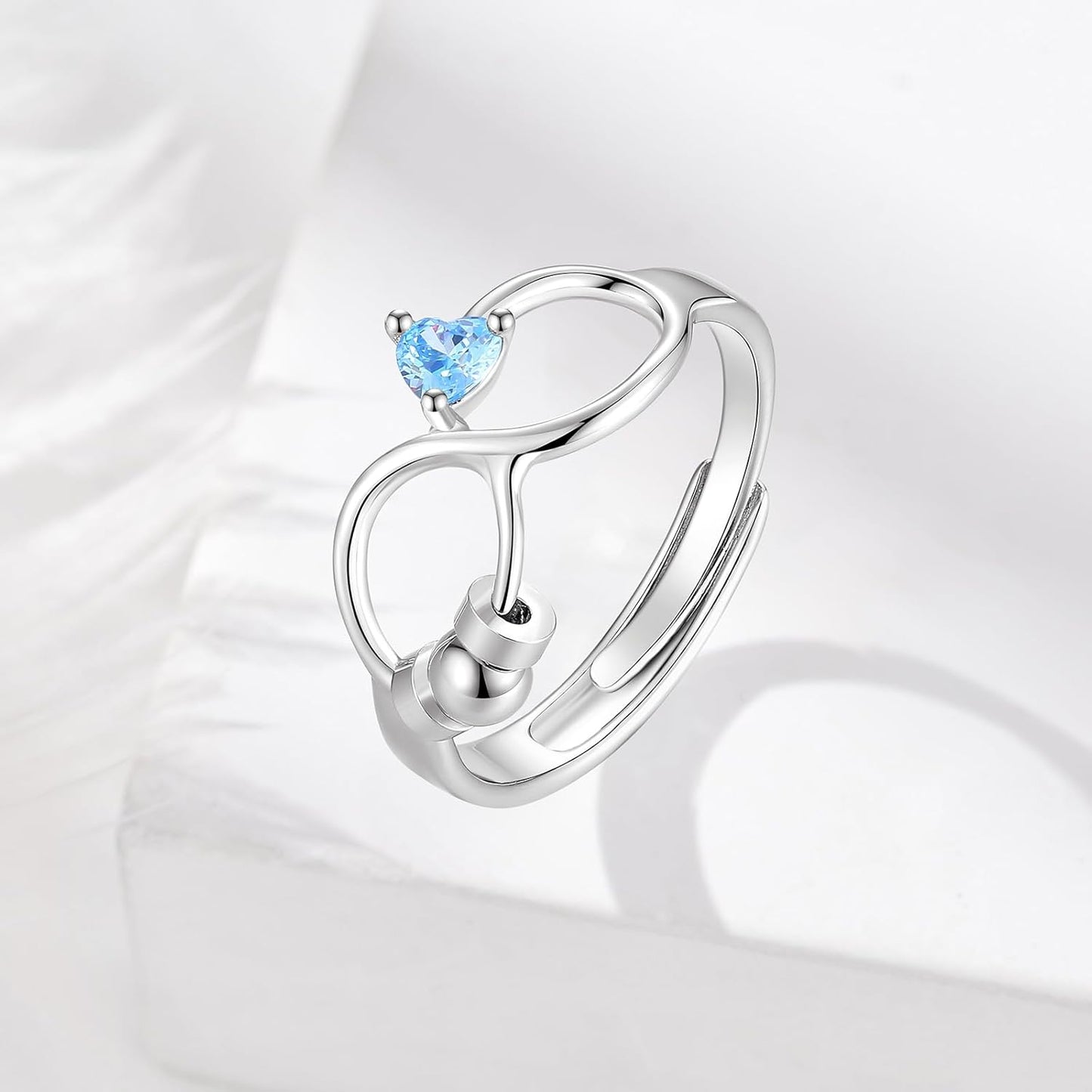 INFUSEU Funny Spinner Fidget Rings for Women Girls Anti Anxiety Stress Worry, Adjustable Size