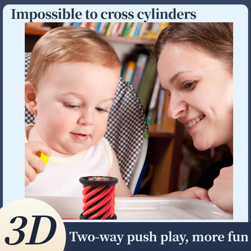 Impossible Pyramid Passthrough Sculpture, Pass Through Pyramid, 3D Printed Spiral Cone, Mini Vortex Thread Illusion (Gold+Red)