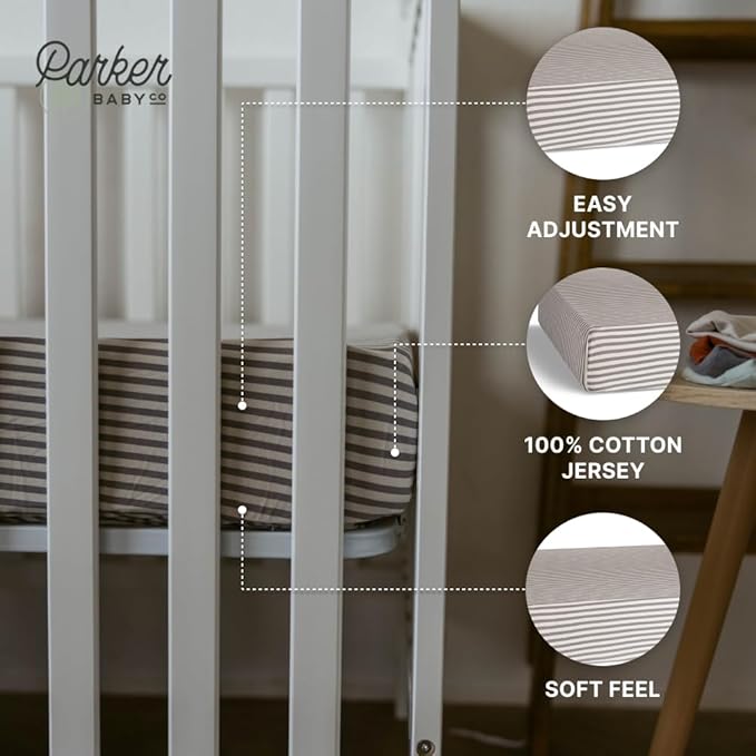Parker Baby Soft & Durable Fitted Baby Crib Sheets | Snug Fit for Standard Crib Mattresses | Machine Washable, Fade-Resistant & Modern Nursery Designs