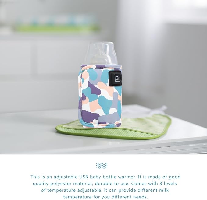 Toyvian 1Pcs USB Baby Bottle Warmer 3 Gears Temperature Adjustable Bottle Warmer, Insulated Milk Bottle Bag Portable Breastmilk Warmer Bag