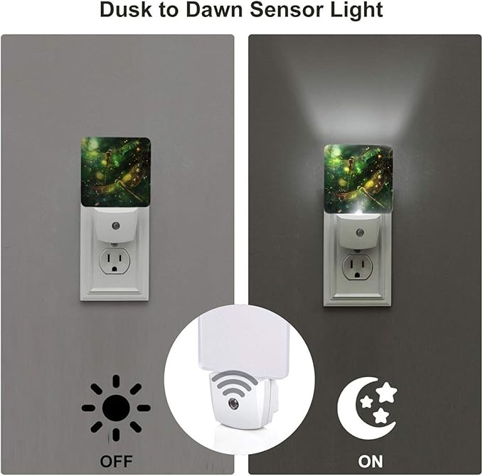 Led Night Light, Dragonfly Decorative Plug in Nightlights,with Smart Auto Dusk to Dawn Night Light for Bedroom, Kitchen, Nursery, Bathroom