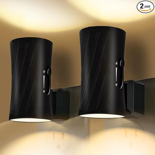 LED Plug in Night Light, Night Lights Plug into Wall with Light Sensor, 3000K/5000K Light Switch, 0-100LM Adjustable Brightness Wall Light, Dimmable Night Light for Hallway Bedroom Stairway, 2 Pack