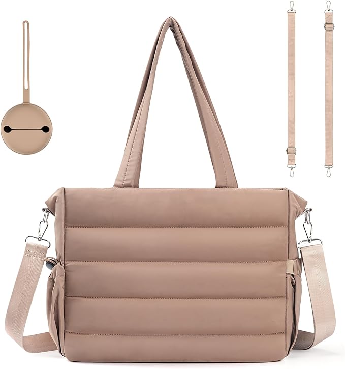 Diaper Bag Tote, Large Capacity Travel Diaper Baby Bags Crossbody Hospital Mom Bag，with Silicone Pacifier Case