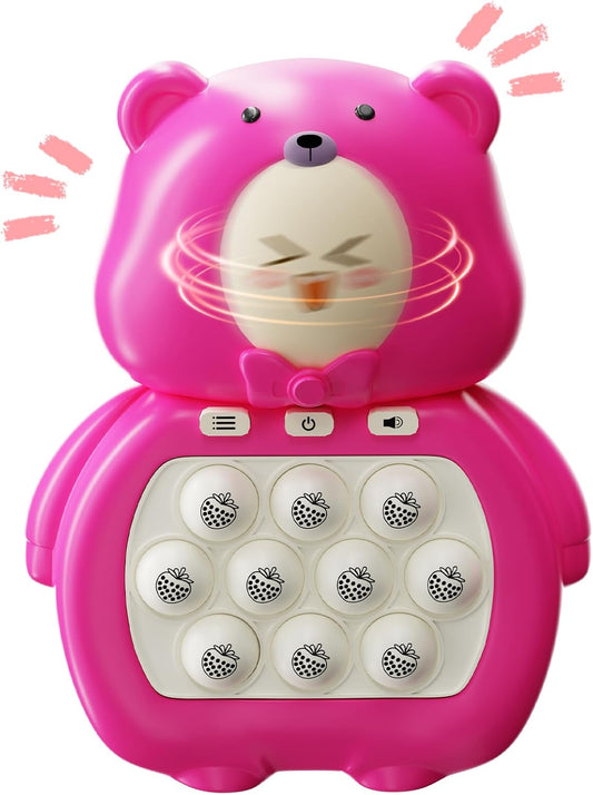 Fast Push Game, Light Up Pop Game Console, Handheld Game for Kids Age 6-12, Fast Push Bubble Game, Fidget Toys for Kids, Stress Relief Game for Kids and Adults, Birthday Gift (Pink Bear)