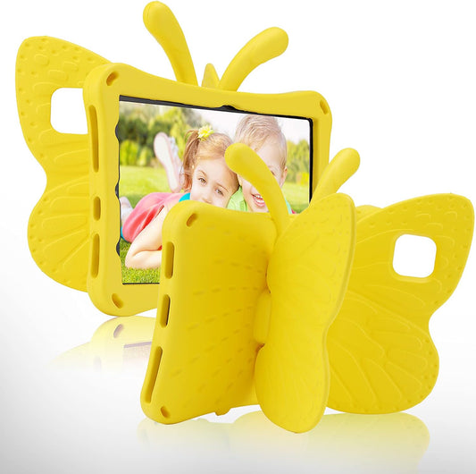 Fire HD 10 Kids Tablet 11th Gen 2021 2023 Case 10.1 Cute Butterfly Kids Pro Case with Stand Light Weight EVA Rugged Shockproof Heavy Duty Kids Friendly Full Cover for Kids Girls (Yellow)