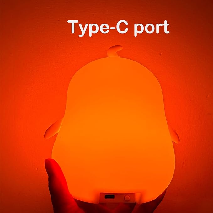 WHA&DARREN Penguin Night Light for Kids, Portable, Rechargeable Silicone Baby Night Light, Girls and Boys Animal Lamp, Kawaii Lamp