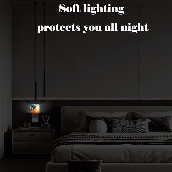 Summer Sunshine Beach Night Light,Plug Into Wall Decor for Stairway,Hallway,Kitchen,Dusk to Dawn Sensor Nightlights for Boys/Girls/Women/Men Room Gifts