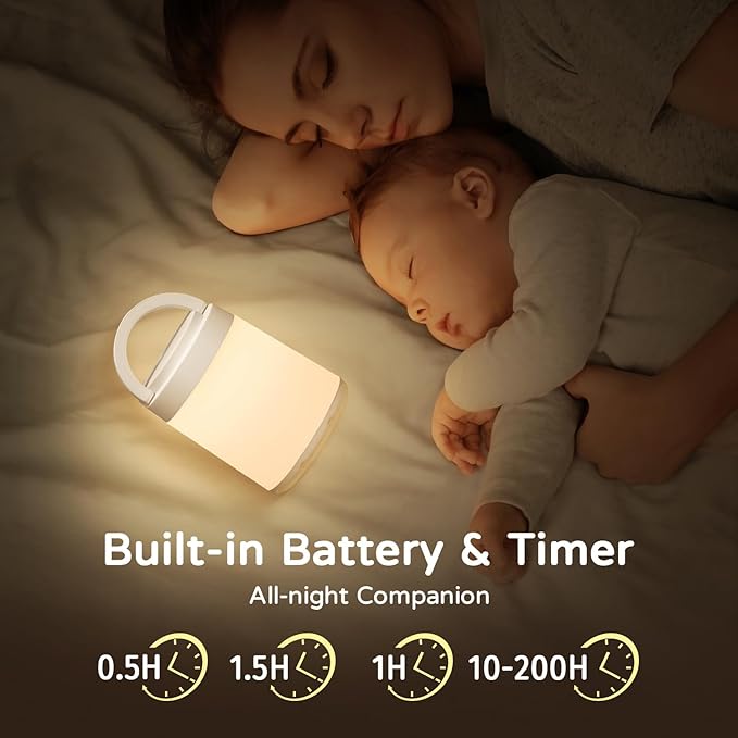 One Fire [Gifts for Kids/New Moms 10 Color Dimmable Night Light Lamp, Rechargeable Portable Night Light for Baby Nursery Lamp, Remote+Timer Touch Light, Baby Night Lights for Nursery/Bedroom