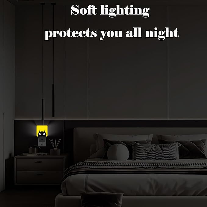 Black Cat Gaze Night Light,Plug-in Night Lights with Dusk-to-Dawn Sensor for Stairway,Hallway,Bedroom Sleep Friendly Ideal for Women/Girls/Boys Gift,0.5w