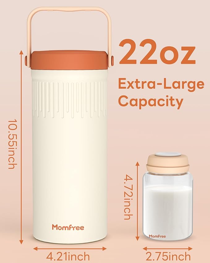 22oz Portable Breast Milk Cooler for Breastmilk Storage, Liquid Gold Saver 360° Cooling Keeps Milk Fresh for 24 Hours, Larger Capacity Breastmilk Chiller with 2pcs Bottles for Outdoor Mom
