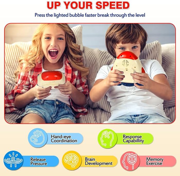 Quick Push Game Fidget Toys for Kids, Quick Push Pop Game 6 Modes Games, Fast Push Bubble Game, Pop Game Fidget Sensory Toys, Christmas Birthday Gifts for 3-12 Year Old Girls Boys