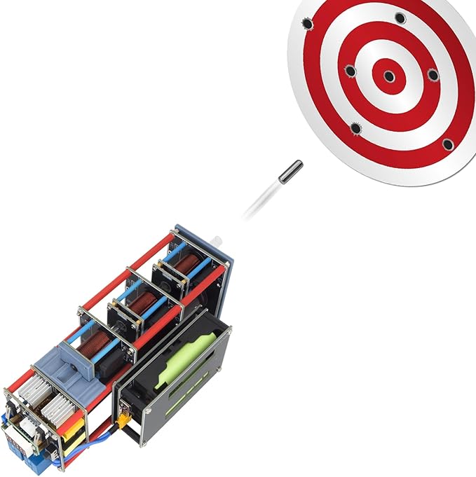 Electromagnetic Accelerator Gun Cannon High Voltage, DIY Integration Multi-Level Coil Kit, for Science Physics Teaching Experiment Tool College Education Model, High-Tech Toys,Integrated Boost Circuit