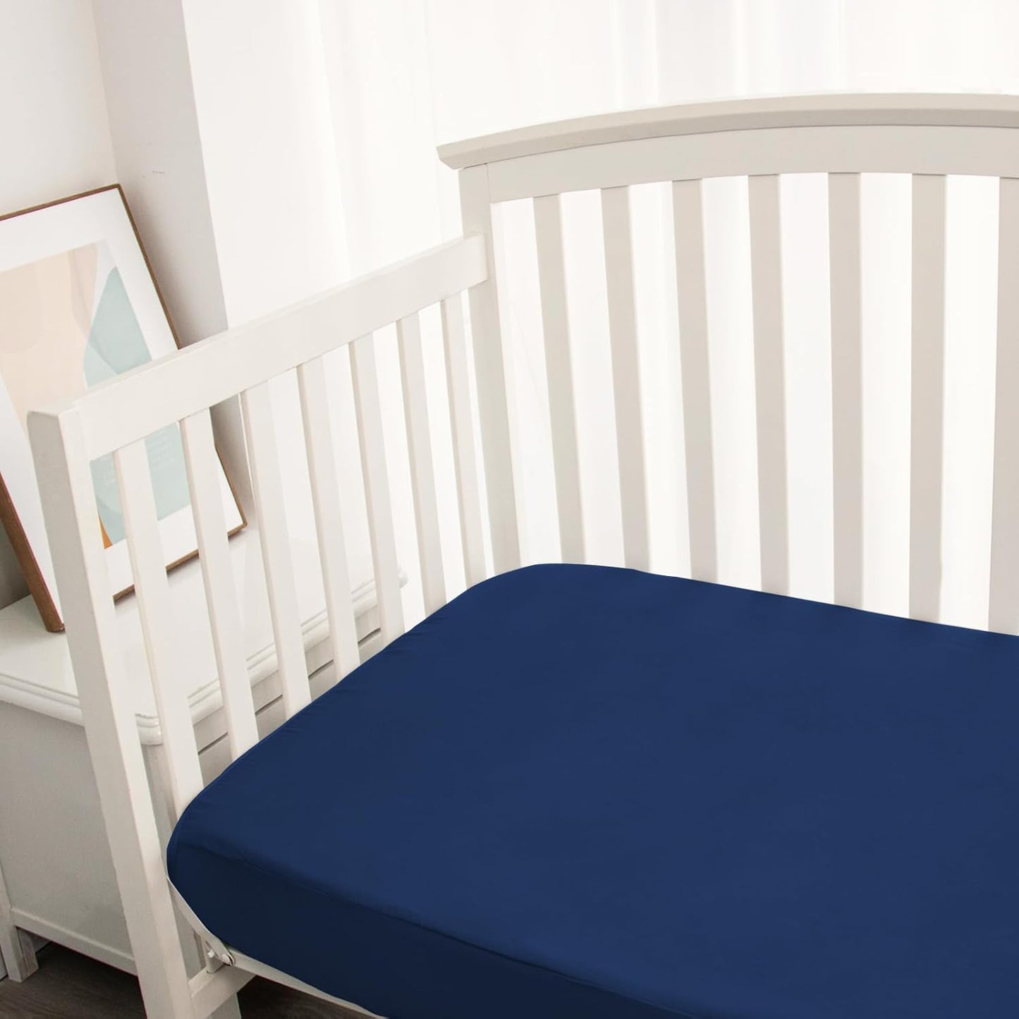 Crib Sheets Waterproof 2 Pack, Crib Mattress Protector, Toddler Fitted Crib Sheet Neutral, Ultra Soft & Breathable Toddler Bed Sheets for Boys and Girls, Navy