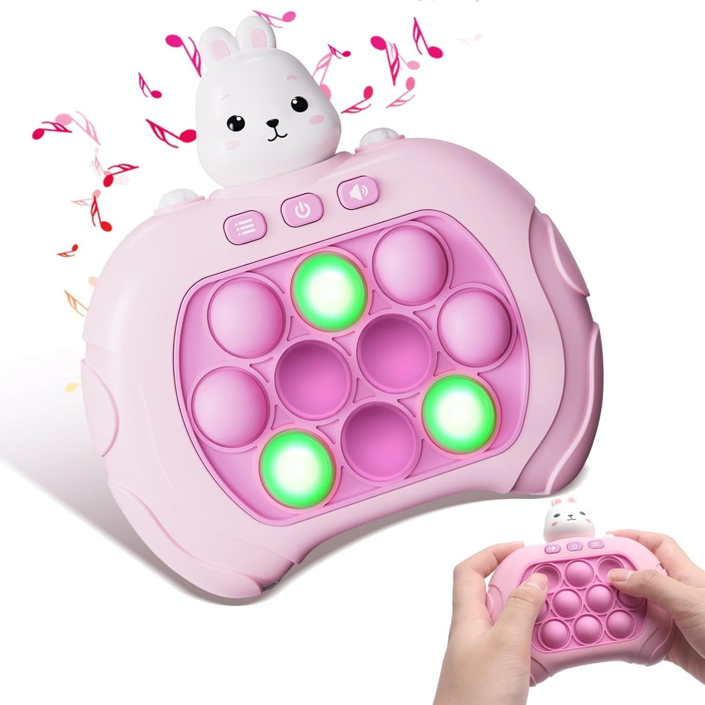 Pop Game Light Up Fidget Toy, Quick Push Bubble Game, Decompression Breakthrough Puzzle Pop Game Machine, Multiple Game Modes Toy for 3+ Years (Rabbit)