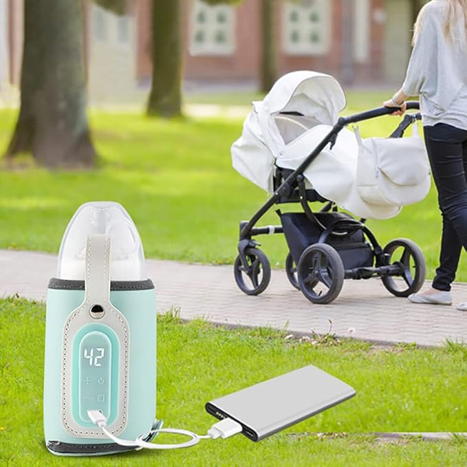 Baby Bottle Keep Warmer,Portable Travel Mug Milk Heater Thermostatic Bottle Cover Milk Bottle Heating Warmer Multifunction Thermostatic Bottle Sleeve with Tpye-C Cable for Coffee Tea,Pink